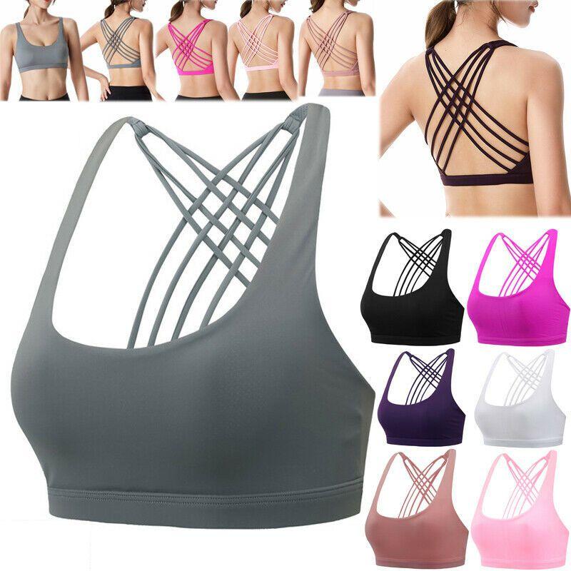 Women's Comfortably Padded Cross Back Sports Bra Vest For Gym Fitness And Yoga