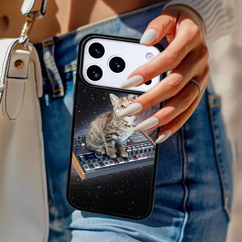 Synth Synthesizer Katzenmuster Handyhülle Für iPhone 17 Air 14 15 13 12 Max Hülle Für Apple 16e 11 Pro Max Plus Coque