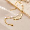 Gold Plated Butterfly Pearl Anklet for Women Double Layer Stainless Steel Foot Jewelry