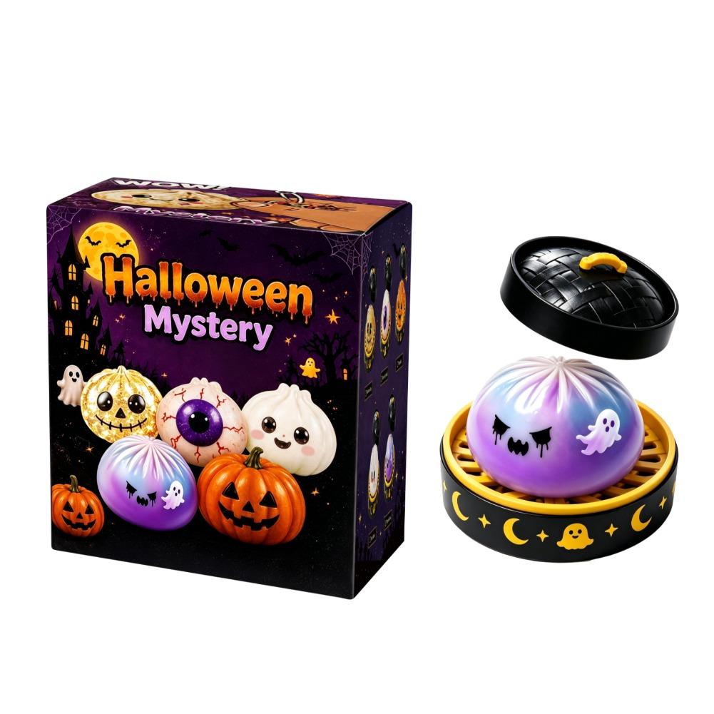 New 1-5pcs Halloween Ghost Dumpling Squishy Toy with Box Squeeze Depression Fidget Toy for Stress Relief Gift Box Set