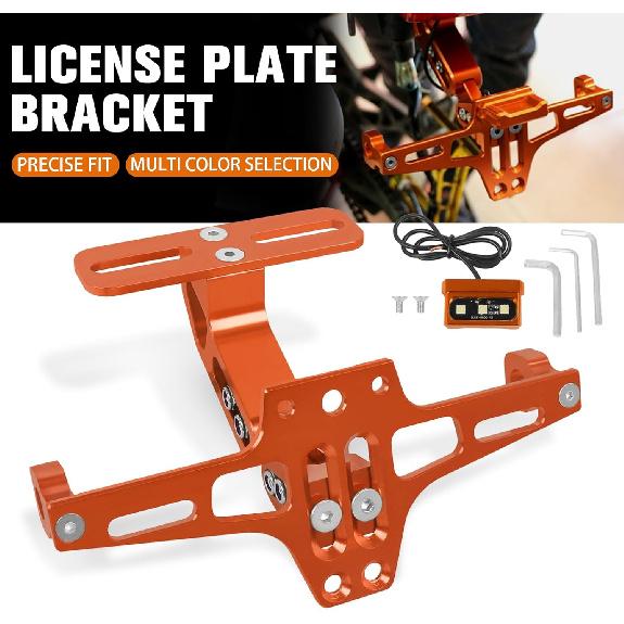 Motorcycle License Plate Bracket Holder CNC Aluminum Black Universal Fender Eliminator Kit With Plate Light