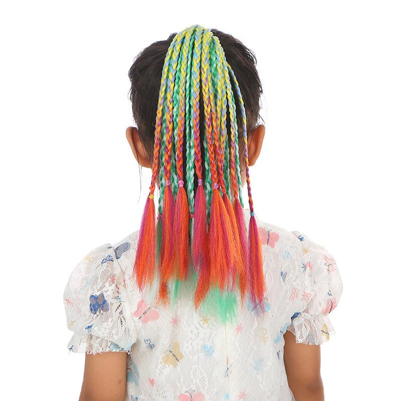 Children'S Wig Ponytail Dirty Braid Ponytail Hair Loop Short Three Braid Ponytai