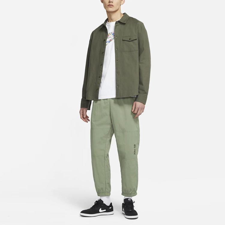 Nike SB American Retro Logo Embroidered Skateboarding Joggers Men Bottoms Light-Army-Green CV4333-320
