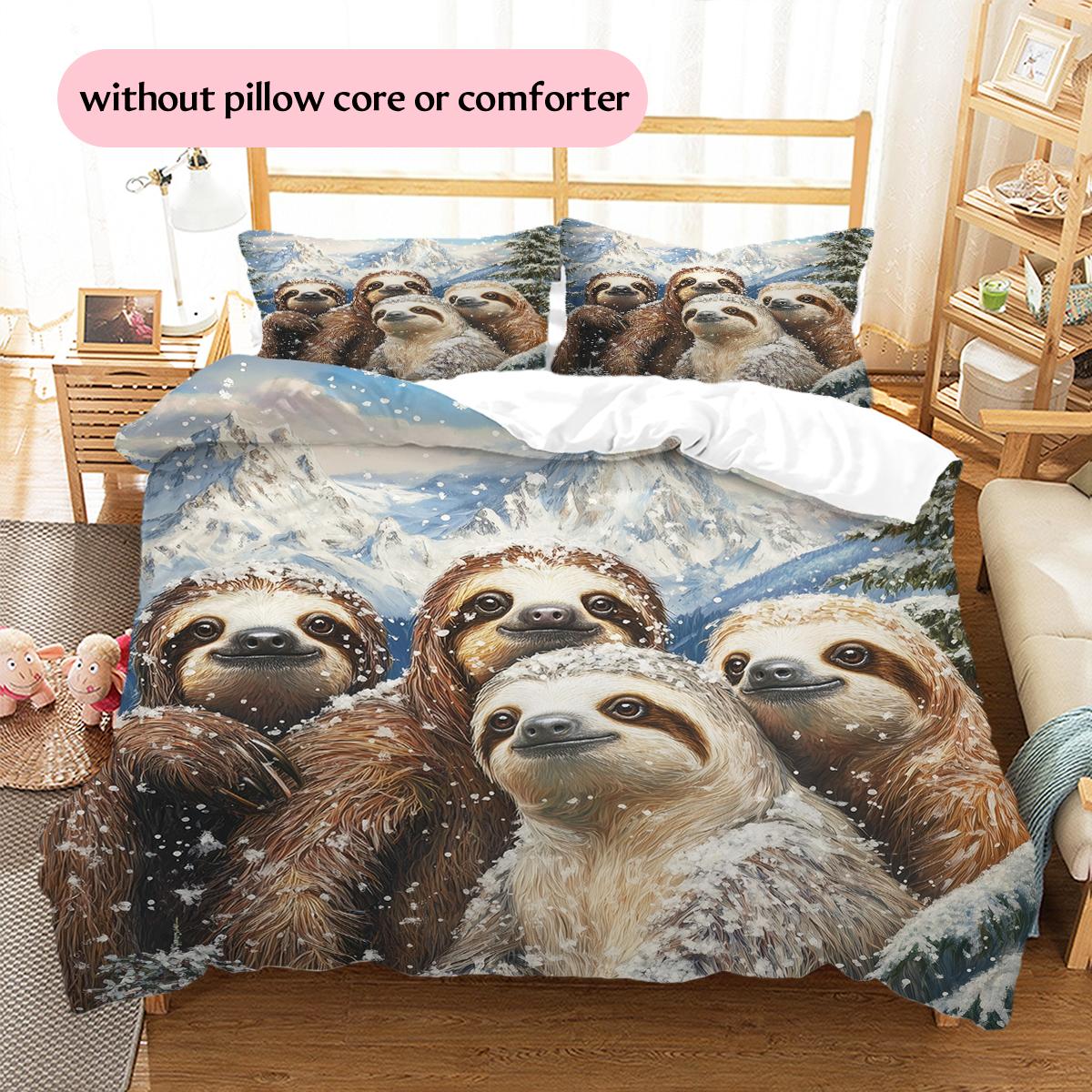 

Sloth Pattern Bedding Home Decoration Birthday Gift (1 * duvet cover + 2 * pillowcase, without core) 135x200cm