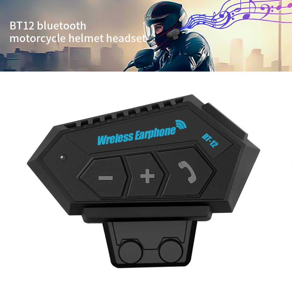 BT12 Bluetooth Motorcycle Helmet Headset Motor Bike Wireless Earphone Voice Control Handsfree Mic Headphones Music Player Helmet Communication 7