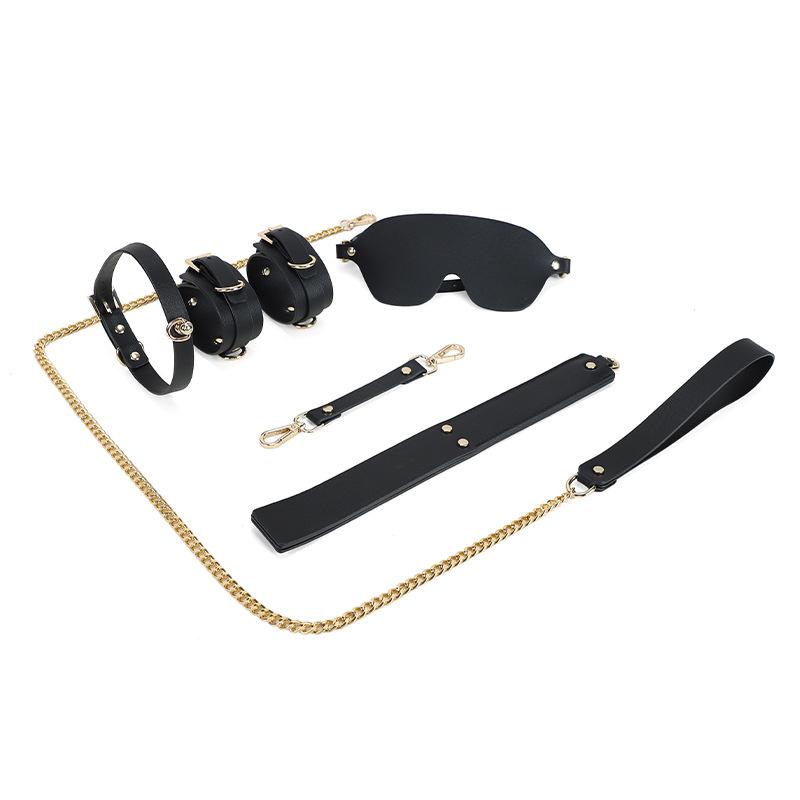 Genuine Leather  Bondage Kits Sex Toys for Couples Handcuff Ankle Cuffs Collar Gag Hogtie Restraints SM Set Adult Love Games