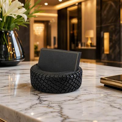 3D Printed Tire Card Holder, Industrial Style Business Card Stand for Desk, Creative Name Card Clip for Office Hotel Restaurant Home Decor