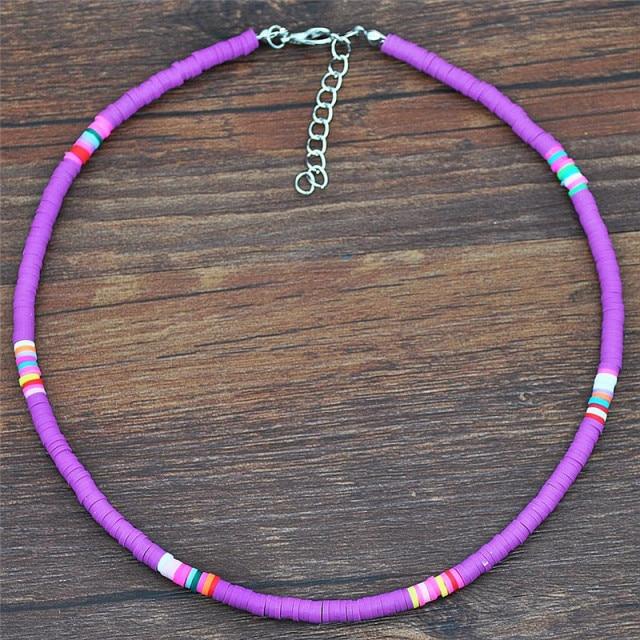 4/6mm Polymer Clay Necklace For Women Soft Pottery Boho Choker Necklaces Colorful Surfer Beads Collar  Bohemian Jewelry