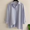 Honey J So Hen Stripe Boxy Fit Long Shirt  2color 