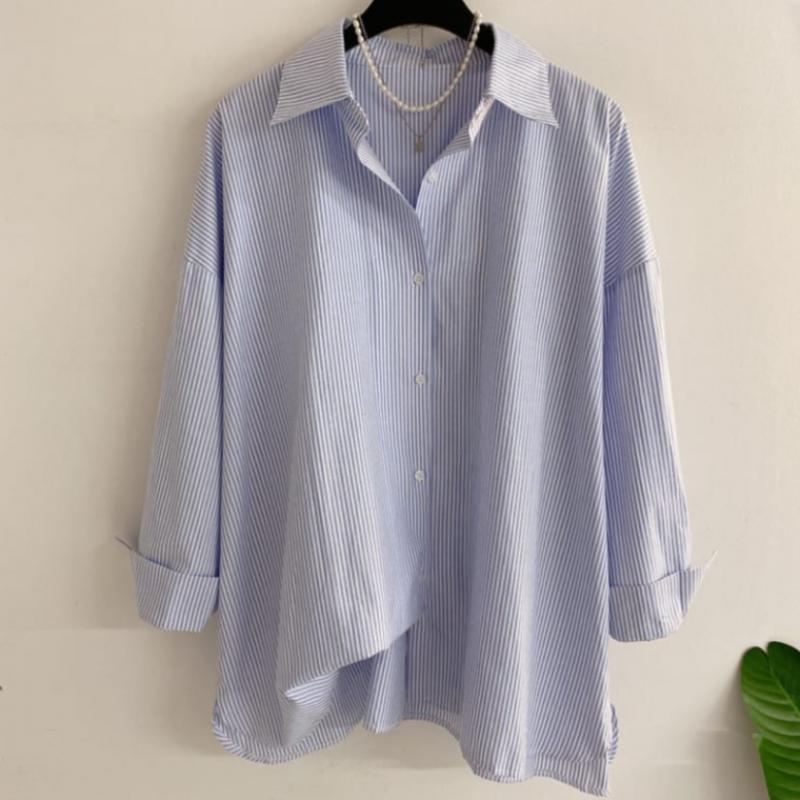 Honey J So Hen Stripe Boxy Fit Long Shirt  2color 
