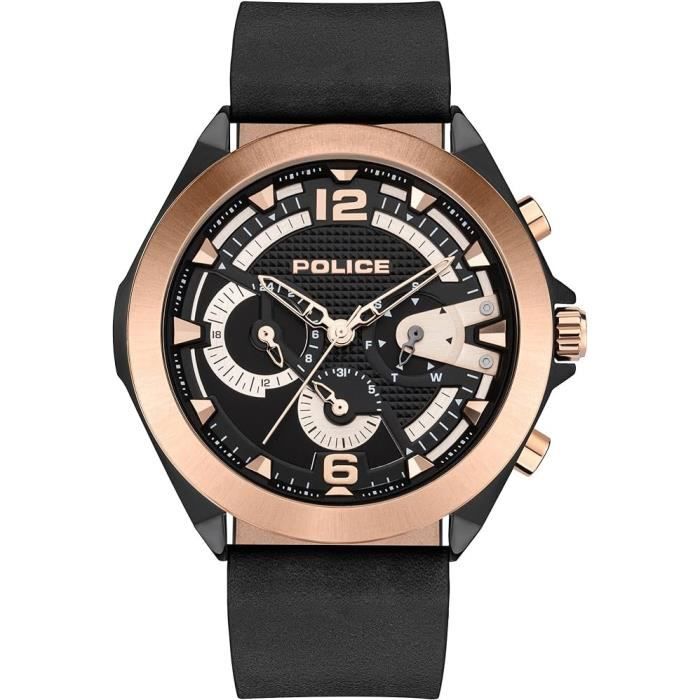 Montre - POLICE - Zenith PEWJF2108740 - Noir - Cuir - 3 Atm - Analogique - Ronde
