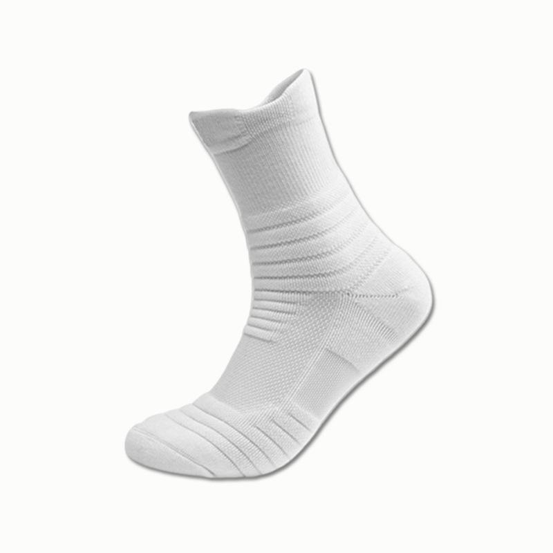 Men's Mid-Calf Sports Socks with Towel Bottom, Shock Absorption, and Anti-Slip for Running & Basketball