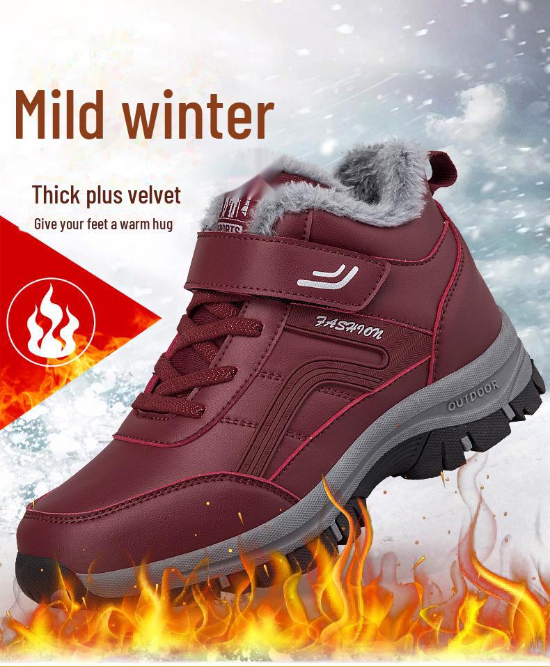 Autumn & Winter Large Size Non-Slip Walking Shoes for Middle-Aged & Elderly - Trendy, Warm, and Casual