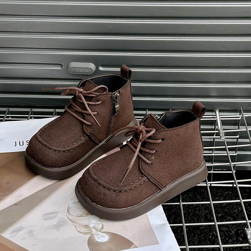 

Autumn New Children Single Boots Boys Handsome British Style Short Boots Baby Comfortable Soft Kindergarten Shoes 23