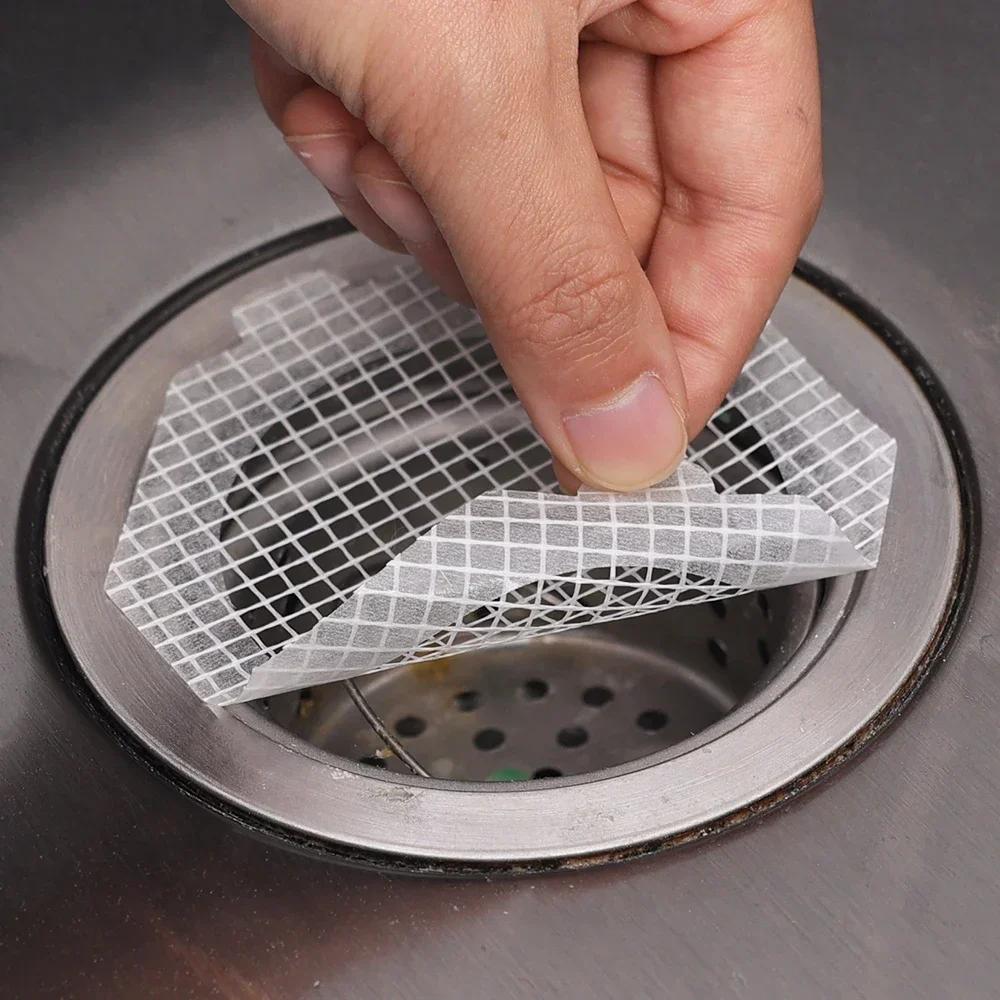 50/5 pezzi adesivi monouso per scarico a pavimento, filtro anti-blocco per lavandino, rete per bagno, doccia, raccogli-capelli, foro per schermo di scarico
