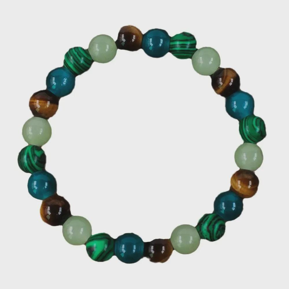 temuTK Natural Stone Bracelets: Malachite & Tiger Eye Unisex Jewelry