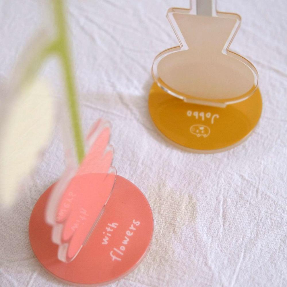 Flower Shaped Acrylic Flower Card Holder Portable Flower Desk Paper Clip Desktop Decoration
