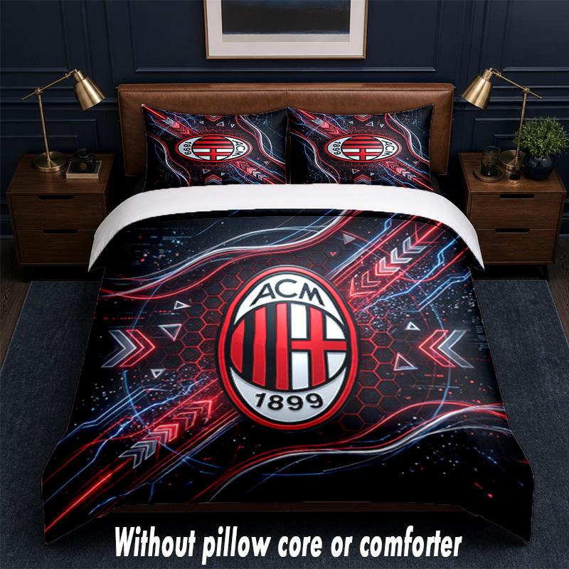 AC Milan Design Bed Bedding Set 1 Duvet Cover + 2 Pillowcases Soft Breathable Household Bed Linens