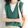 Dzianinowa kamizelka damska z koszulą Jednolity kolor Sweter kamizelka z dekoltem V Luźny Pulower Codzienna koszulka na ramiączko na jesień Damska kamizelka