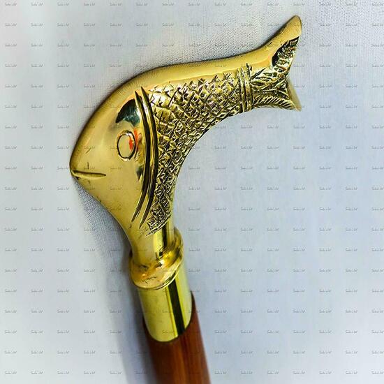 Antiker Stil Viktorianisch Vintage Designer Messinggriff Gehstock Holzspazierstock