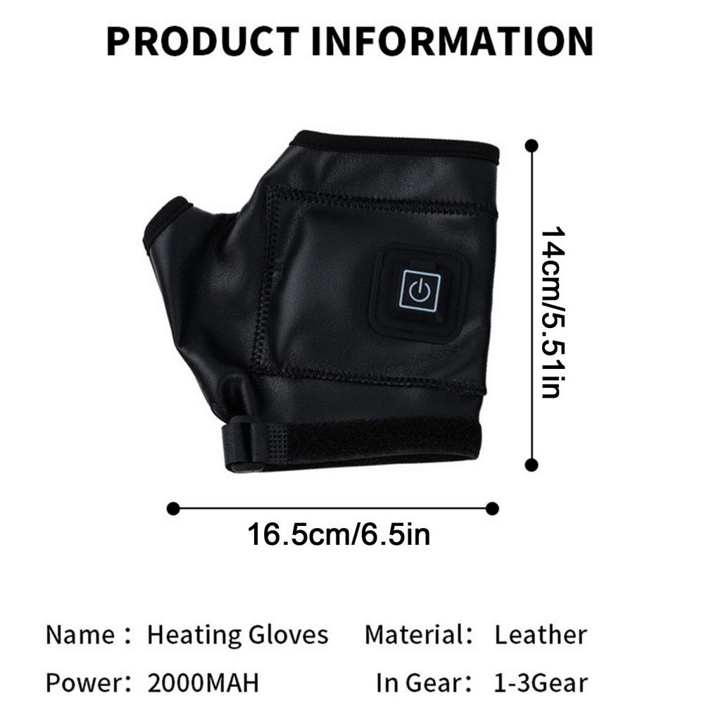 2000mah Rechargeable Electric Heating Gloves Winter Half Finge Hand Warmer Motorcycle Cycling Mittens Heated Gloves For Skiing