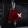 Simulation Flower Rose Keychain Handmade Drilling and Puncture Backpack Decoration Flower Bag Pendant Colorful