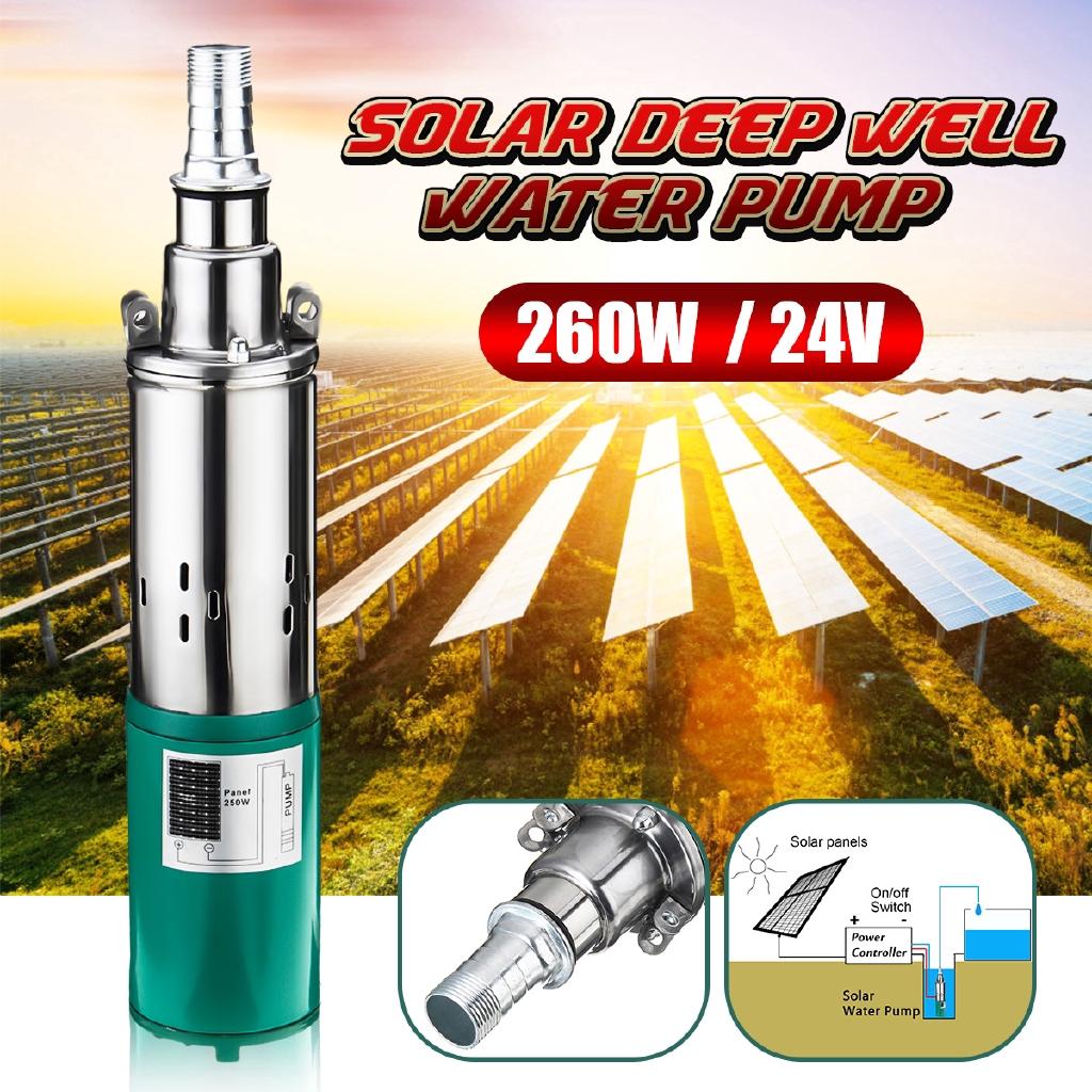 260W New Submersible Solar Water Pump 40m 1200L/h Deep Well Irrigation Garden Home Agricultural 39cm X 8.5cm