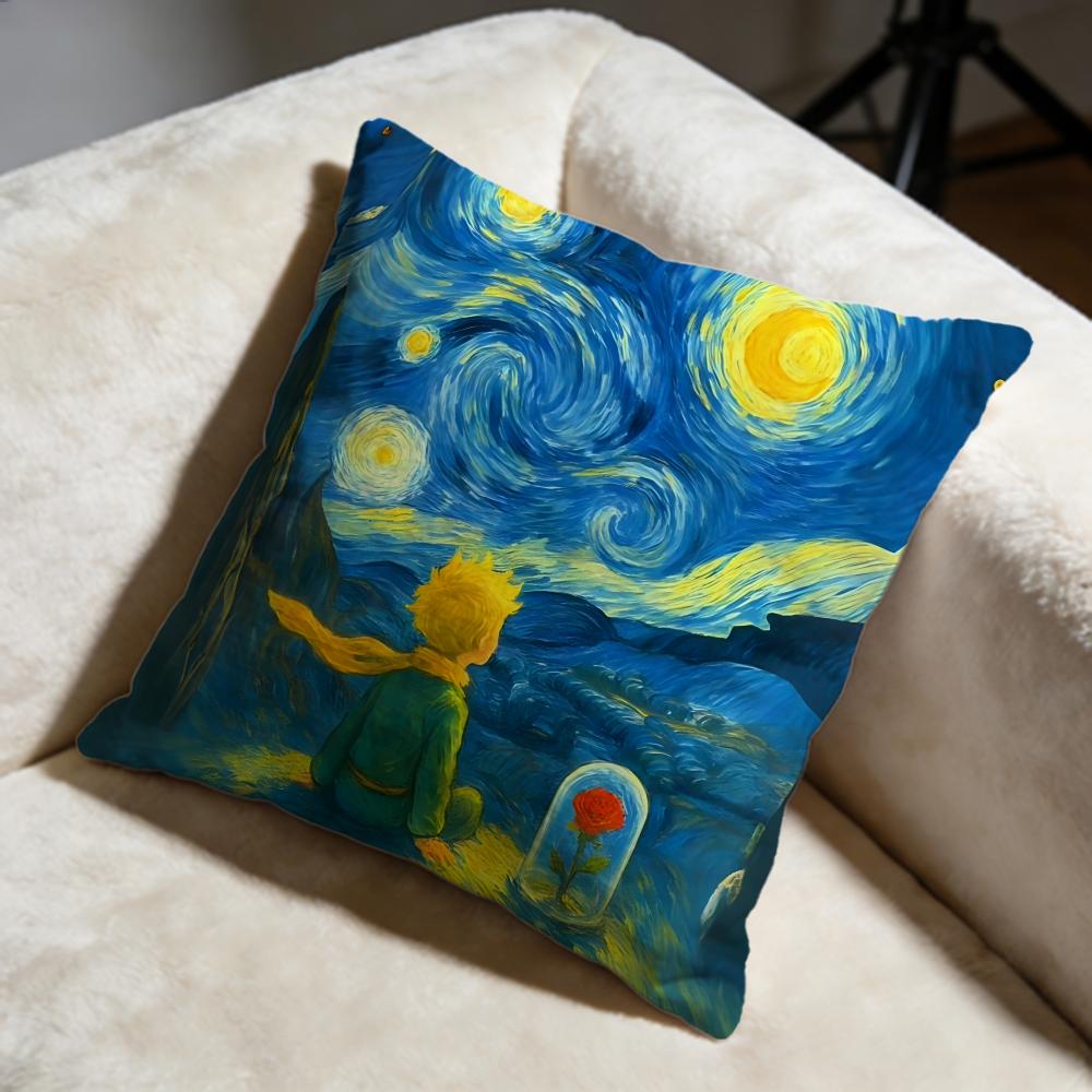 Trendy TThe Little Princeing Cushion Cover Soft Decorative Pillow Case Suitable for Bedroom Sofa Car Travel Use
