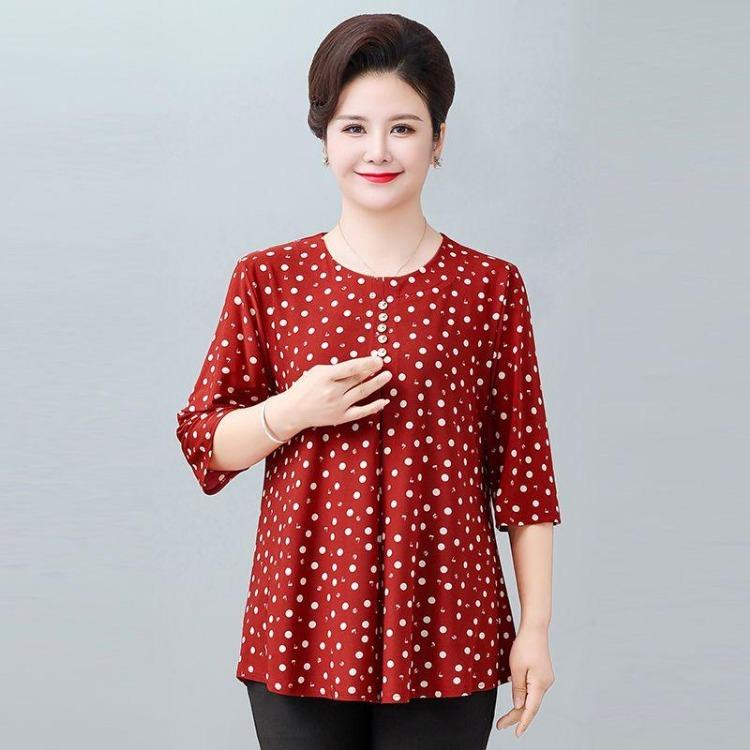 Summer Women Loose Short Sleeve Print Blouse Round Neck Plus Size Tshirt