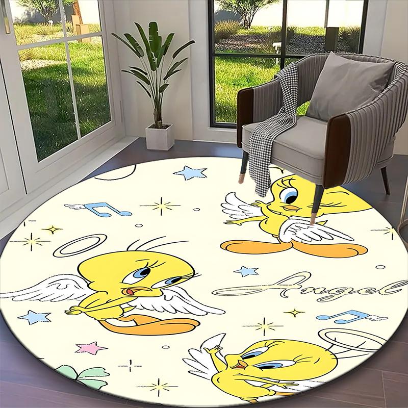 1pc Tweety Sylvester Rug, Comfortable Printed Home Round Carpet, Cozy Office Chair Rug