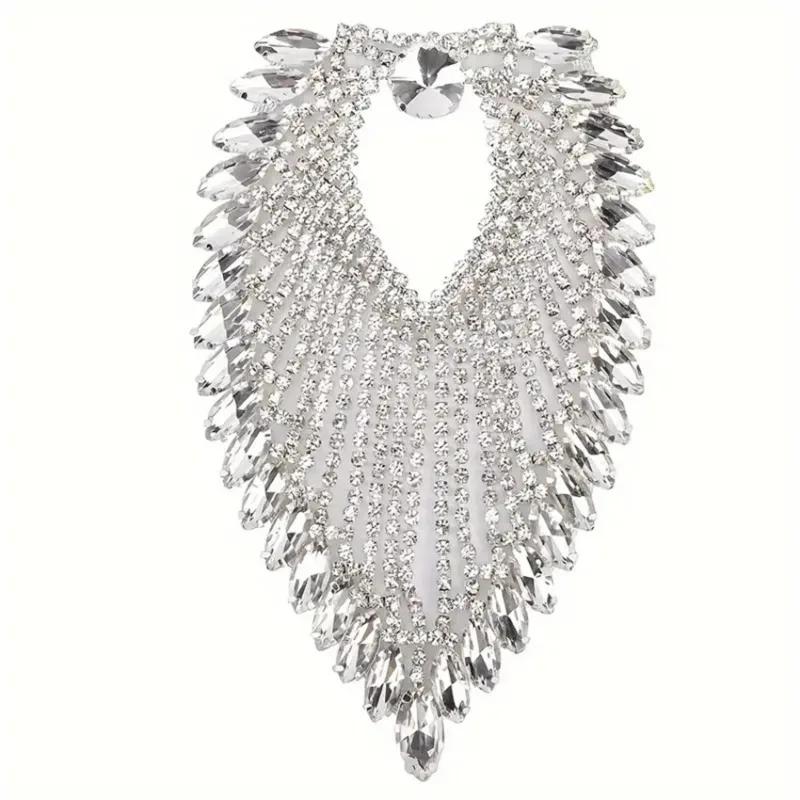 Costume Jewelry and Accessories V-Neckline Evening Dress Rhinestone Shoulder Badge and Other Accessories