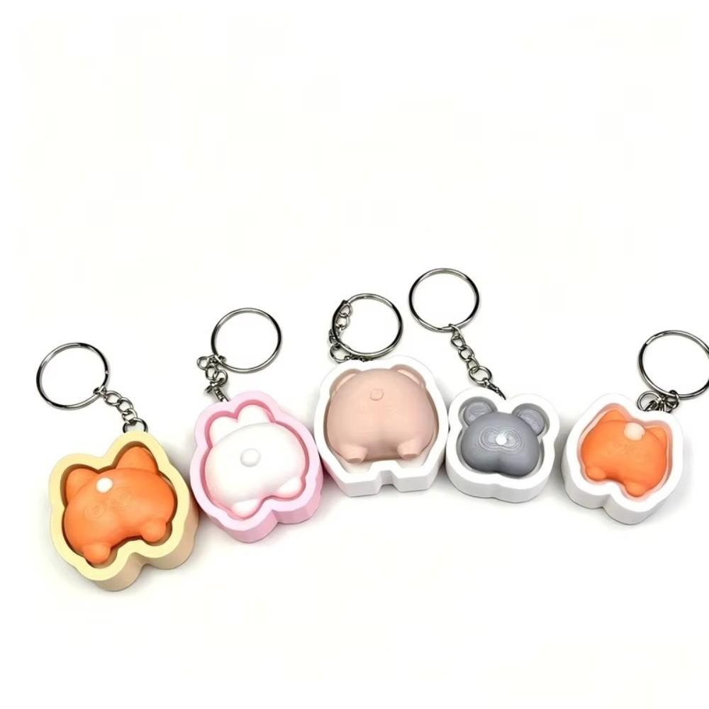 Slow Resbound Finger Button Clicker Soft Squeeze Toy Keychain Fidget Keychain  Holiday Gifts