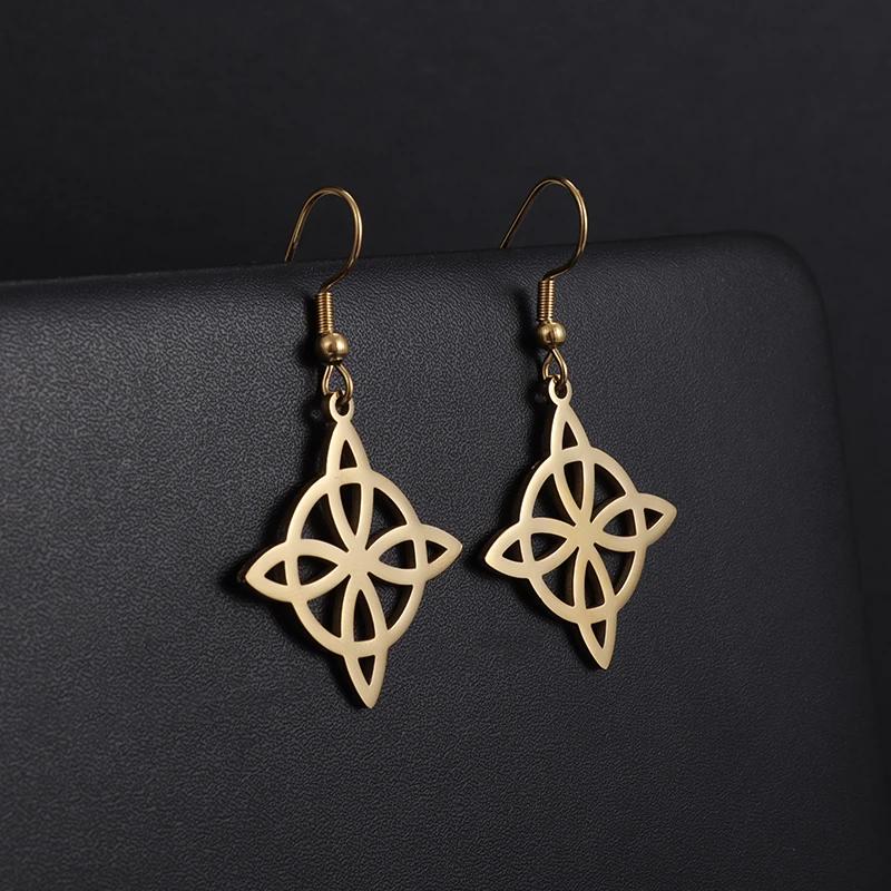 Fashion Charm Witch Knot Necklace Stainless Steel Irish Celtic Knot Pendant Witchcraft Amulet Magical Jewelry Gift for Girls