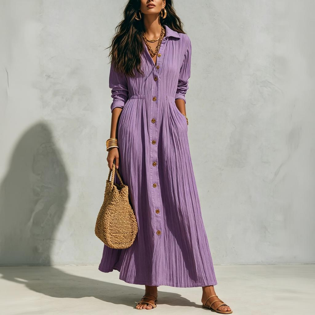 Women's Plus Size Maxi Dress Elegant Loose Fit Waist-Cinching Long Dress