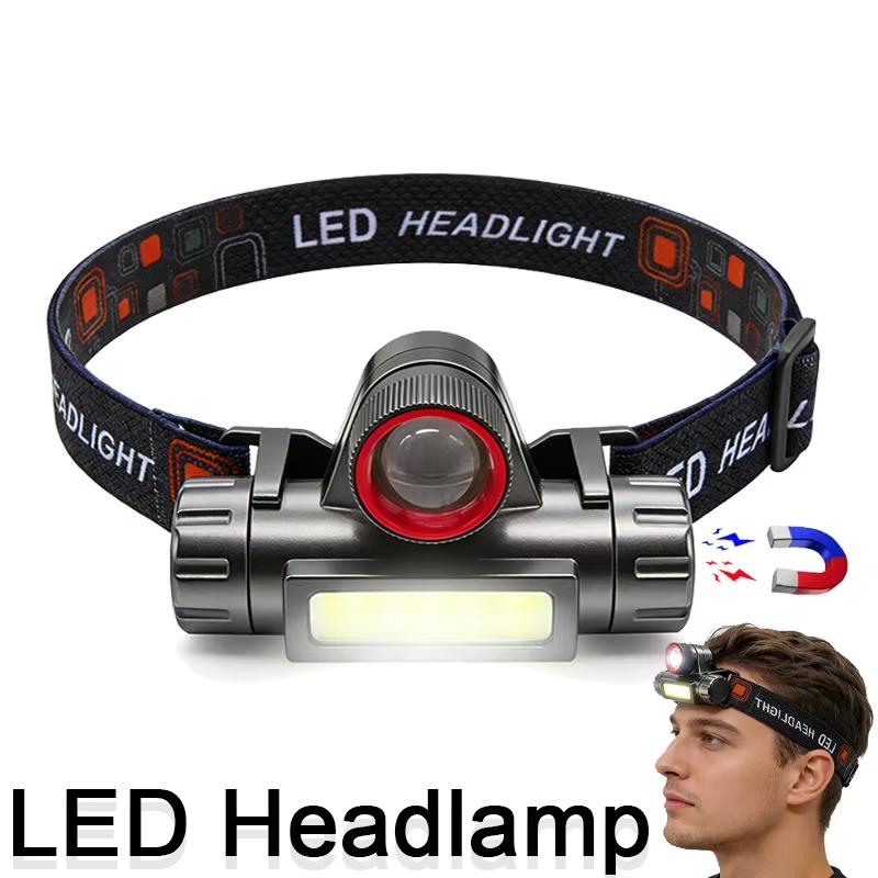 Portable Mini Powerful LED Headlamp XPE+COB USB Rechargeable Hunting Headlight Waterproof Head Torch with Tail Magnetic