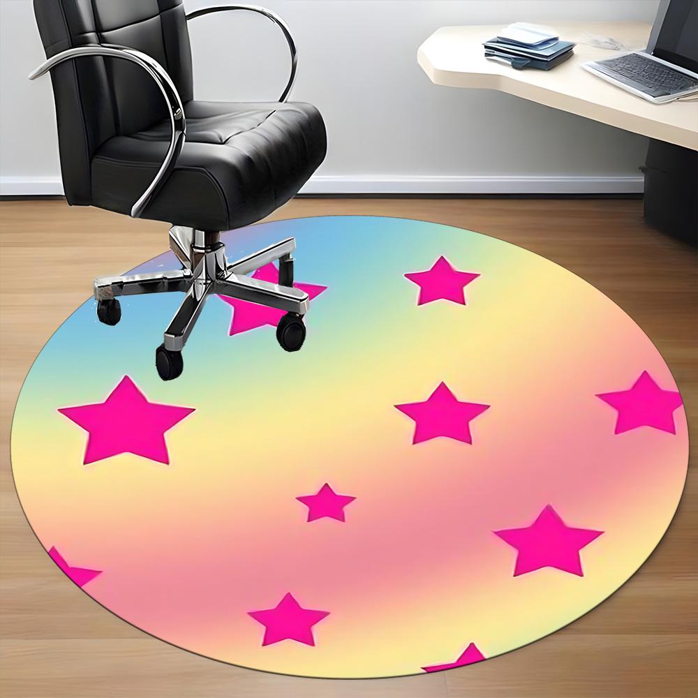 1pc Star PatternChair Carpet for Office, Indoor Non-Slip Washable Polyester Fiber Carpet, Mat For Office, Machine Washable