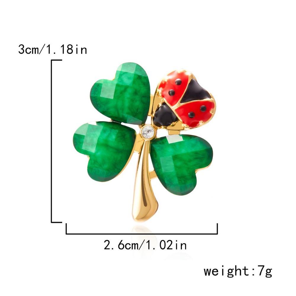Fashion Ladybug Enamel Pin Rhinestone Green Leaf Insect Bug Brooches Small Collar Brooch Broach Women Men Jewelry Scarf Clip