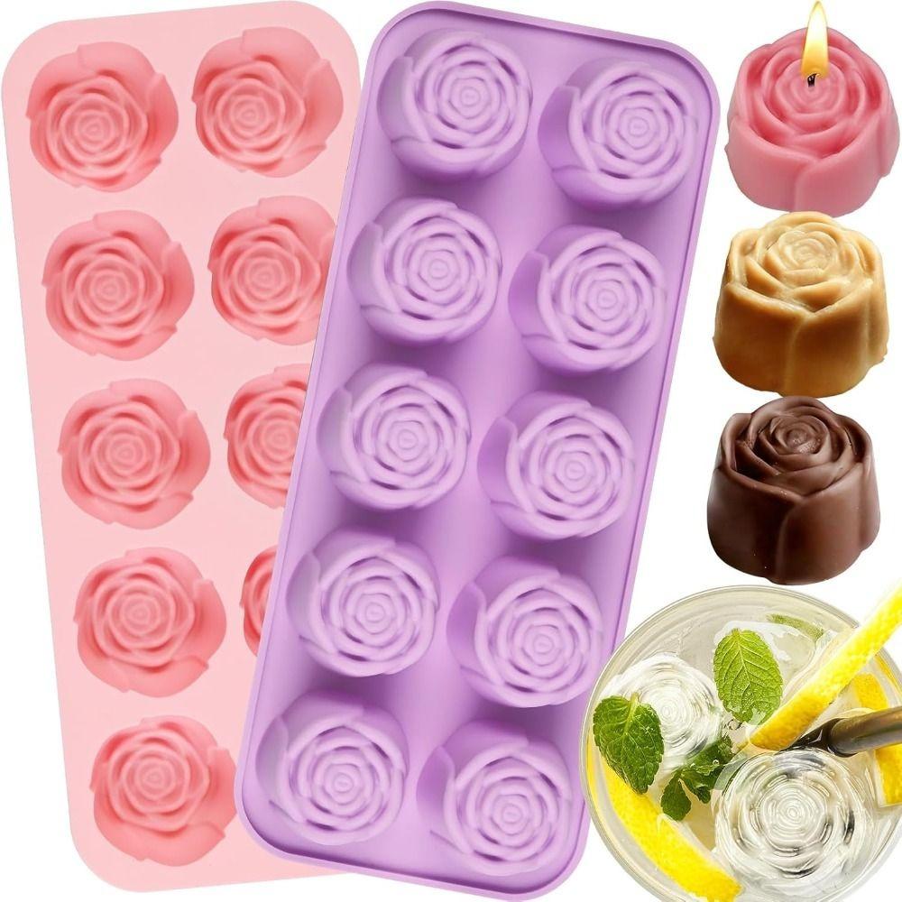 New 10-Cavity Rose Silicone Mold 3D Nonstick Baking Cake Molds DIY Reusable Pudding Mould Pastry Making