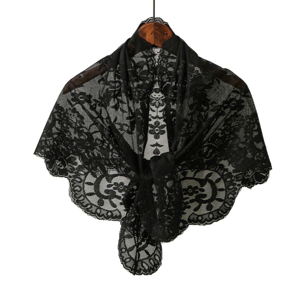 French Style Lace Triangle Scarf Vintage Wedding Headscarf All-match Crochet Head Scarf Party
