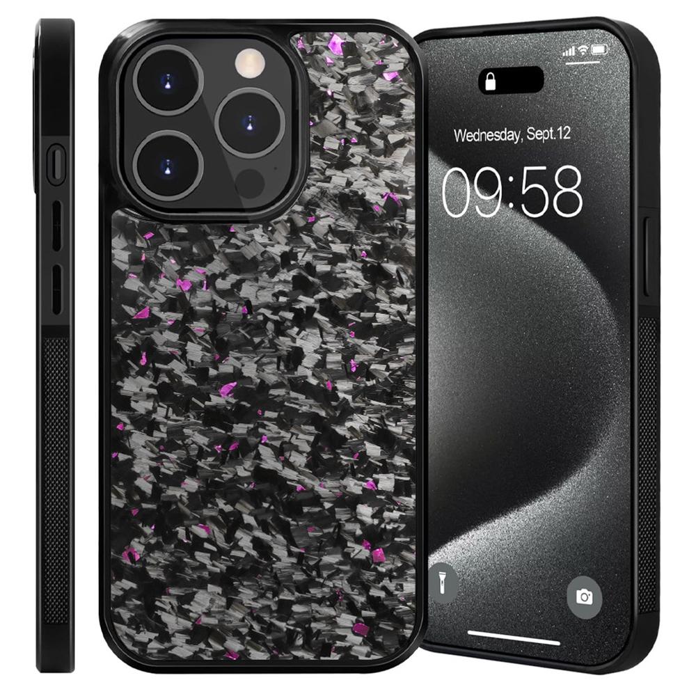 

For iPhone 13 Pro Magnetic Case Forged Texture Aramid Fiber+TPU Anti-Slip Phone Cover Purple