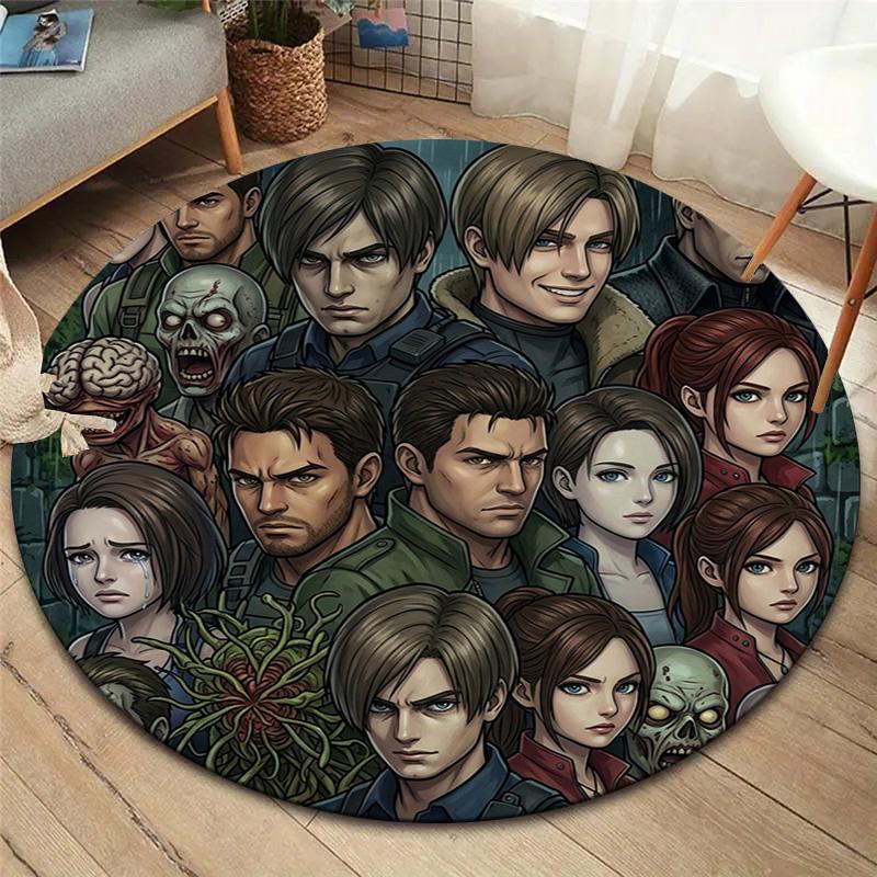 שטיח עגול Resident Evil שטיח לסלון חדר שינה ספה חדר משחקים עיצוב מחצלת רצפה מונעת החלקה