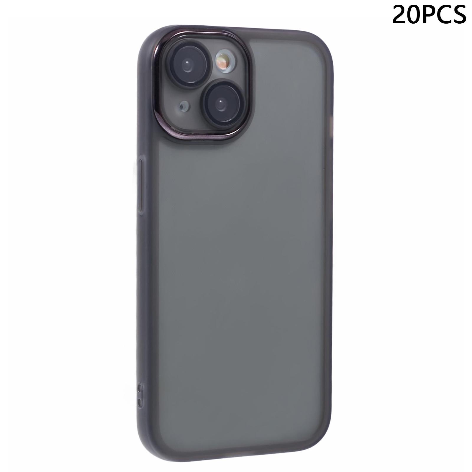 

Bulk Purchasing 20Pcs For iPhone 15 Case Electroplated Camera Frame TPU Phone Cover Precise Cutouts Transparent Black