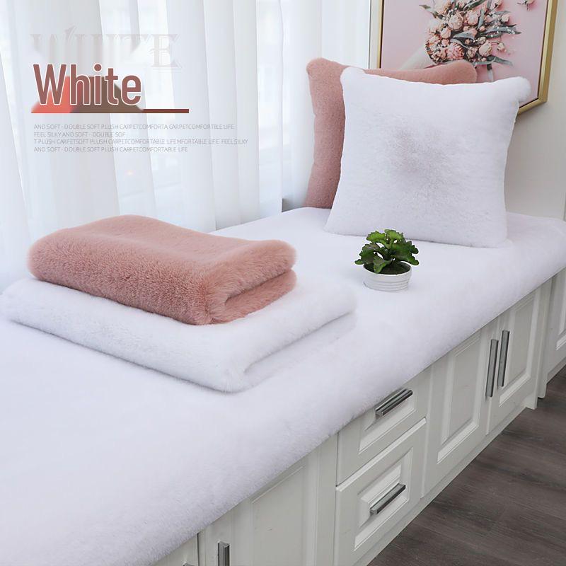 Custom Thick Faux Rabbit Fur Window Sill Mat: Short Plush Carpet for Bay Window, Balcony, Bedroom Sofa, & Seat Cushion