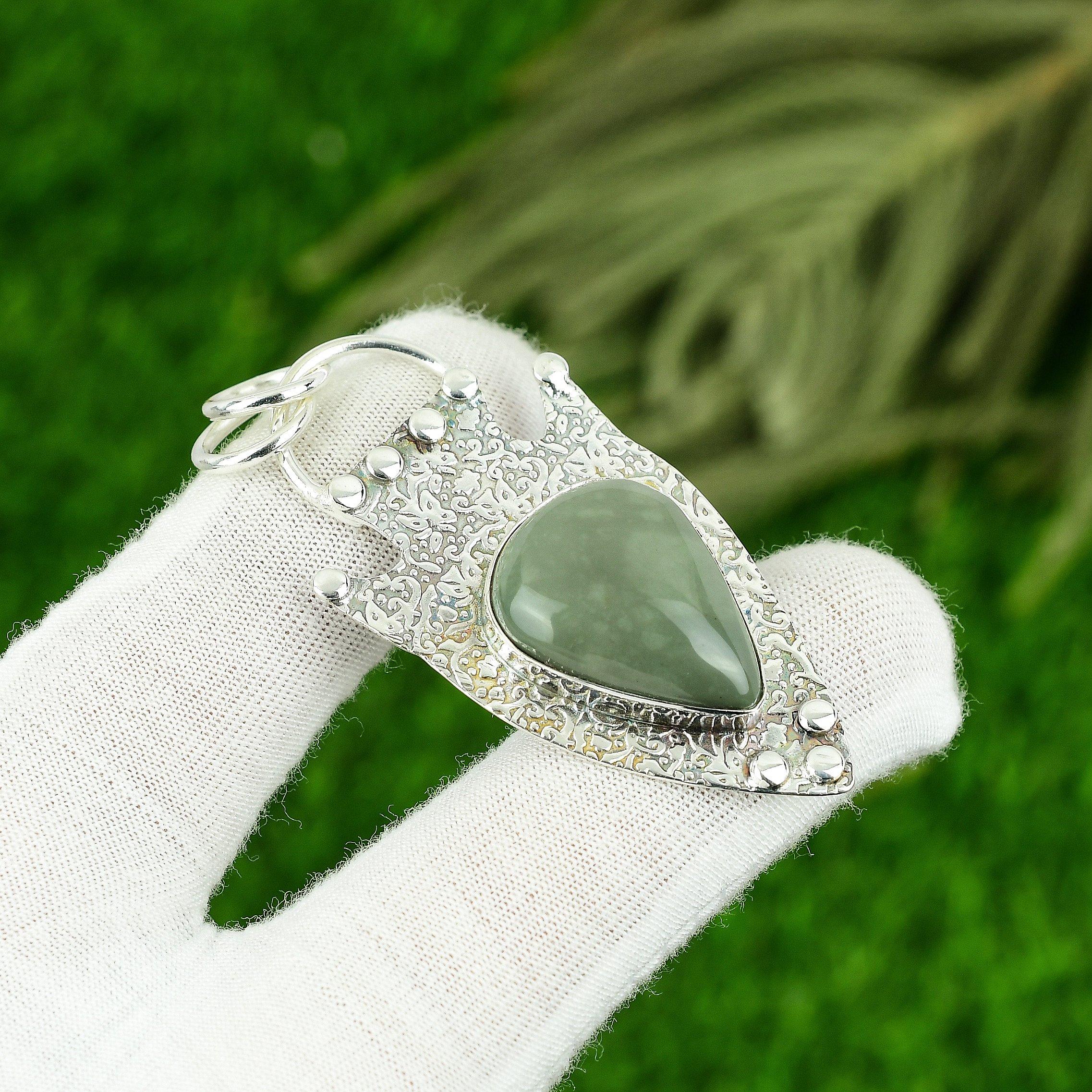 

Natural Polychrome Jasper Gemstone Jewelry 925 Sterling Silver Pendant For Girls