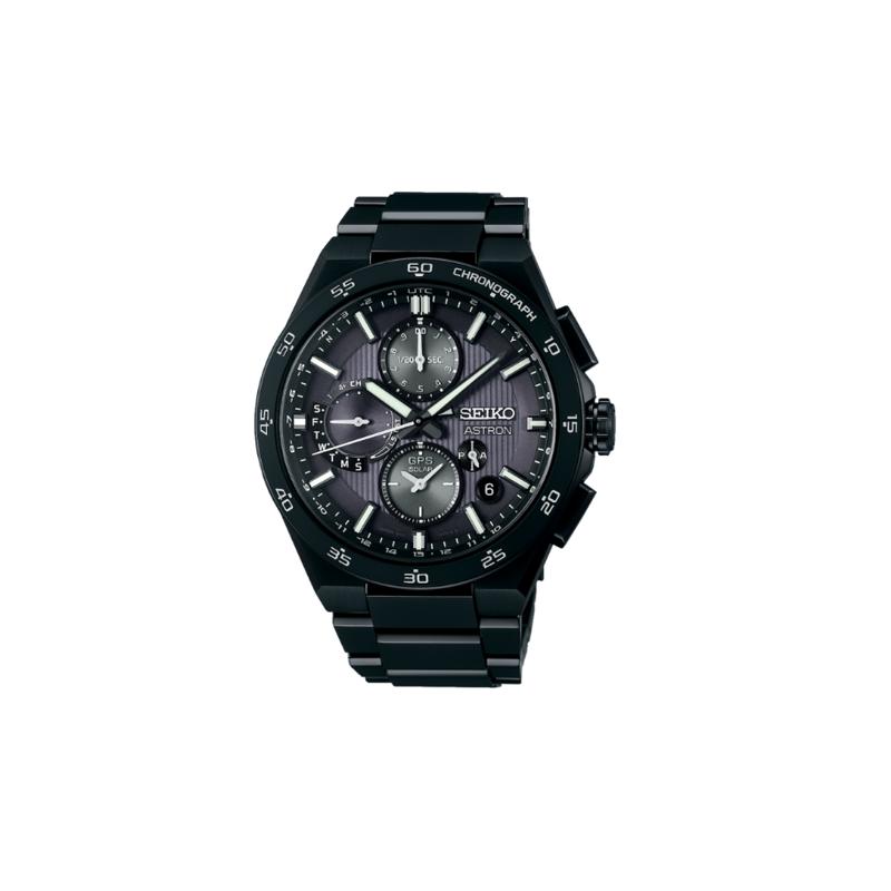 

SEIKO 100 meters waterproof, solar Quartz, titanium strap, , 43.3mm, same style for men and women, black dial SBXC155