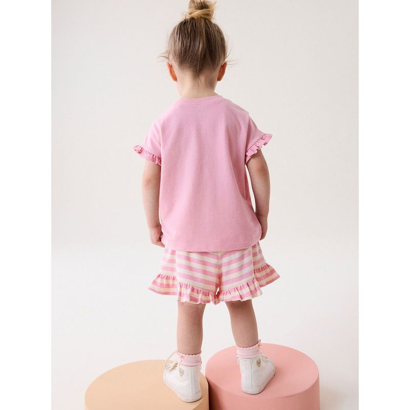 Girl Wooden Ear Pink Stereo Rabbit Short-Sleeved T-shirt Shorts Two-piece Set Baby Pure Cotton Summer Dress Kids Suit 6