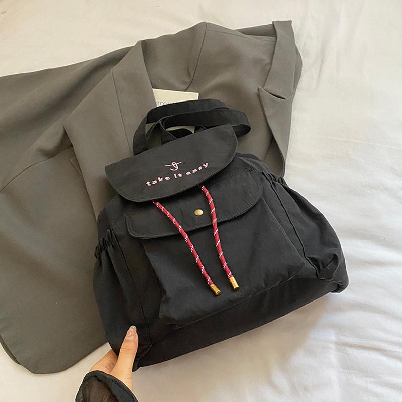 

Yogodlns Casual Nylon Backpack for Women Summer New Trendy Fashion Preppy Style Backpack Large Capacity School Shoulder Bag 31x15x28cm чёрный