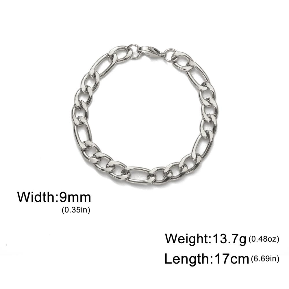 My Shape Fashion Cuban Chain Men Bracelet Stainless Steel 3/5/7/9mm Width Chain Bracelets Figaro Chain Boy Wrist Jewelry Couple
