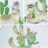 Hot,3 Pcs Cotton Embroidery  Kit Cactus Alpaca-shaped Pattern Embroidery Cloth Thread Needle Frame