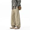 Pantaloni Casual da Lavoro American Style Retro Larghi Dritti in Cotone a Gamba Larga da Uomo